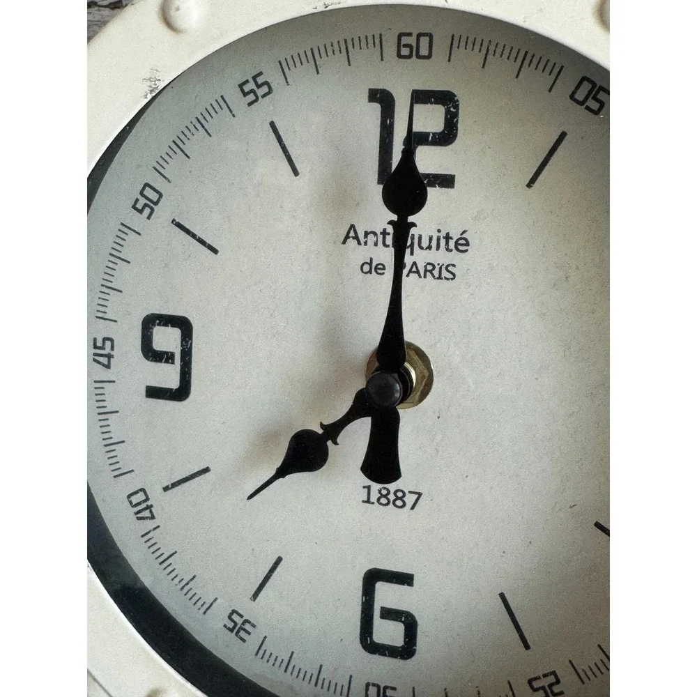 Antiquite de Paris 1887 Mantel Clock Cream Metal Quartz Vintage French Style